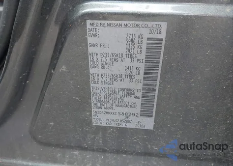 2019 Nissan Pathfinder Sl from USA, damaged, VIN 5N1DR2MMXKC588292